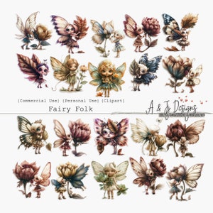 Peut inclure: Un ensemble de 18 images clipart numériques représentant des fées avec des ailes de papillon et des fleurs. Les fées sont habillées de différentes couleurs et ont des coiffures différentes. Les fleurs sont dans des tons de rose, de violet et de blanc.