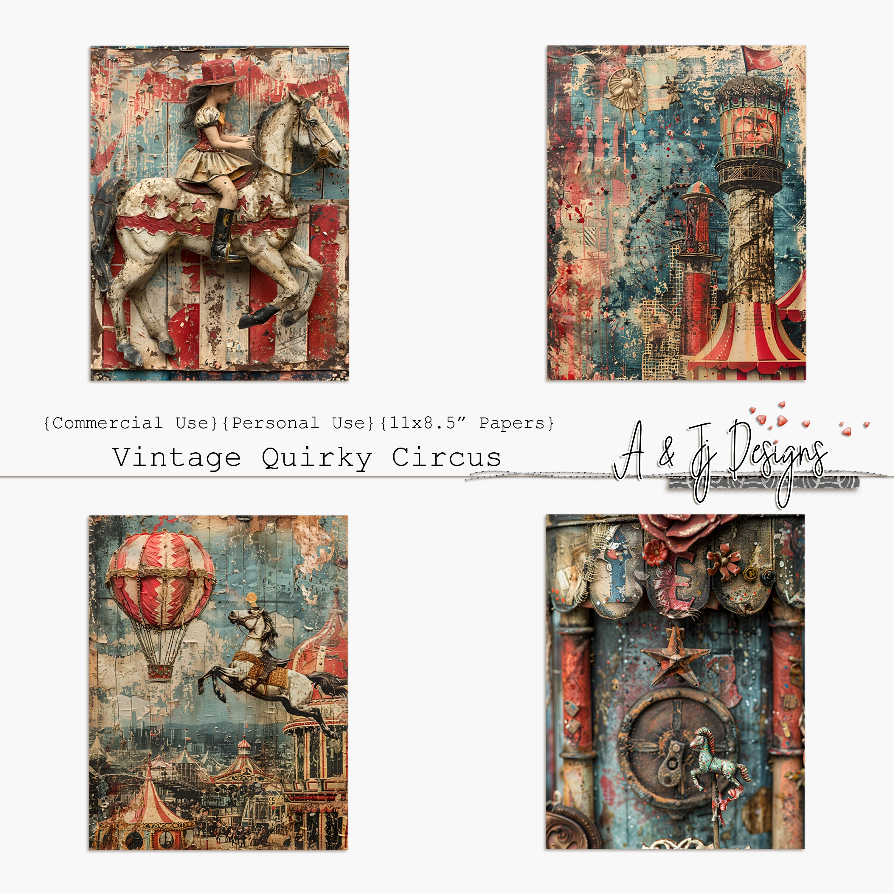 Vintage Quirky Circus, CU, PU, Printable, Papers, Ephemera, JPG, Junk ...