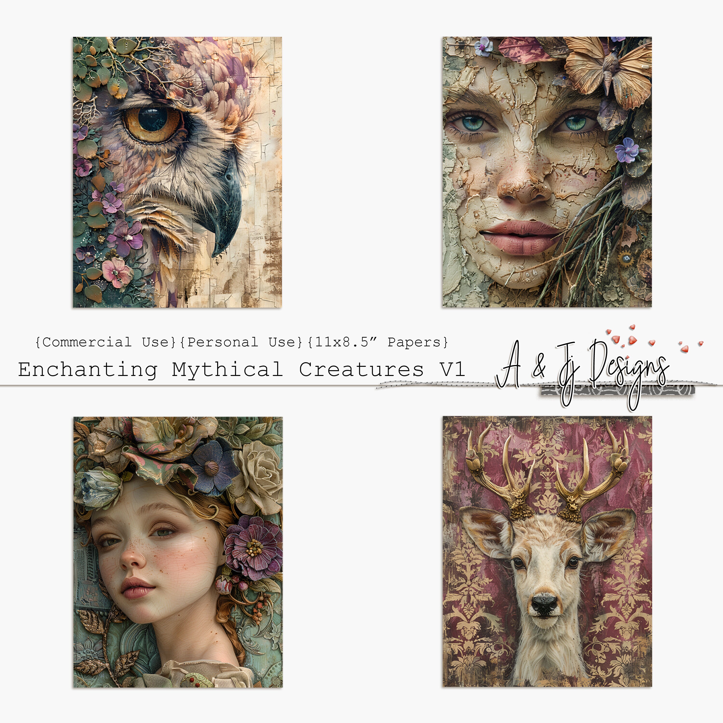 Enchanting Mythical Creatures Vol 1, JPG, Junk Journal, Scrapbooking ...