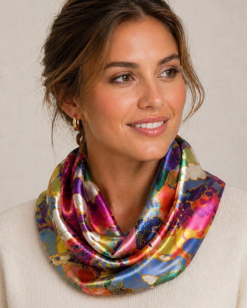 Elegant Silk Loop Scarf, Infinity Scarf Made of 100% Silk. A Unique ...