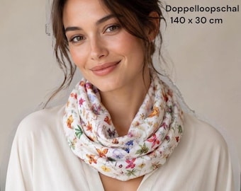 Luxe zijden lussjaal, oneindigheidssjaal, halsdoek, lus gemaakt van 100% designzijde. Handgemaakt in Duitsland. Een uniek cadeau!