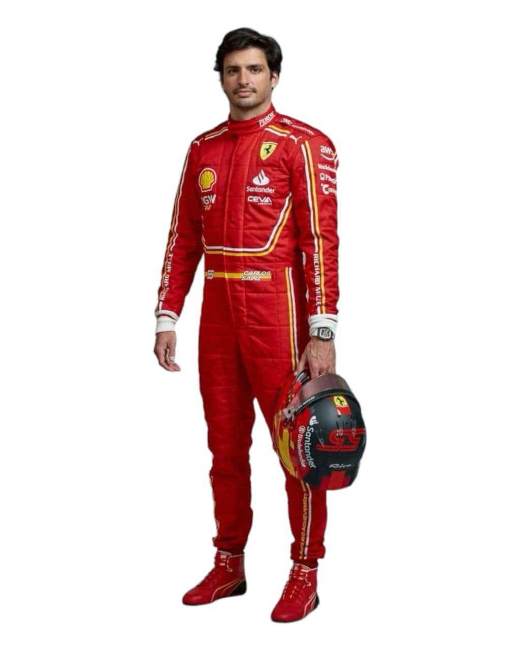 Costume Da Pilota Da Corsa Adulto - Tuta Rossa Con Scacchi Per Carnevale E Feste - Foto 9