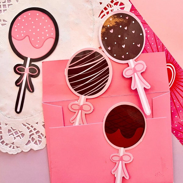 Vinyl Chocolate and Strawberry Valentines day Cake pop Stickers