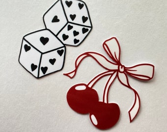 CUSTOM Vinyl Cherry and Dice Sticker