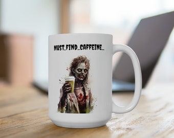 Koffie Zombie mok, werk mok, koffiemok, enge mok, grappige mok, horror mok, keramische mok 15oz/440ml