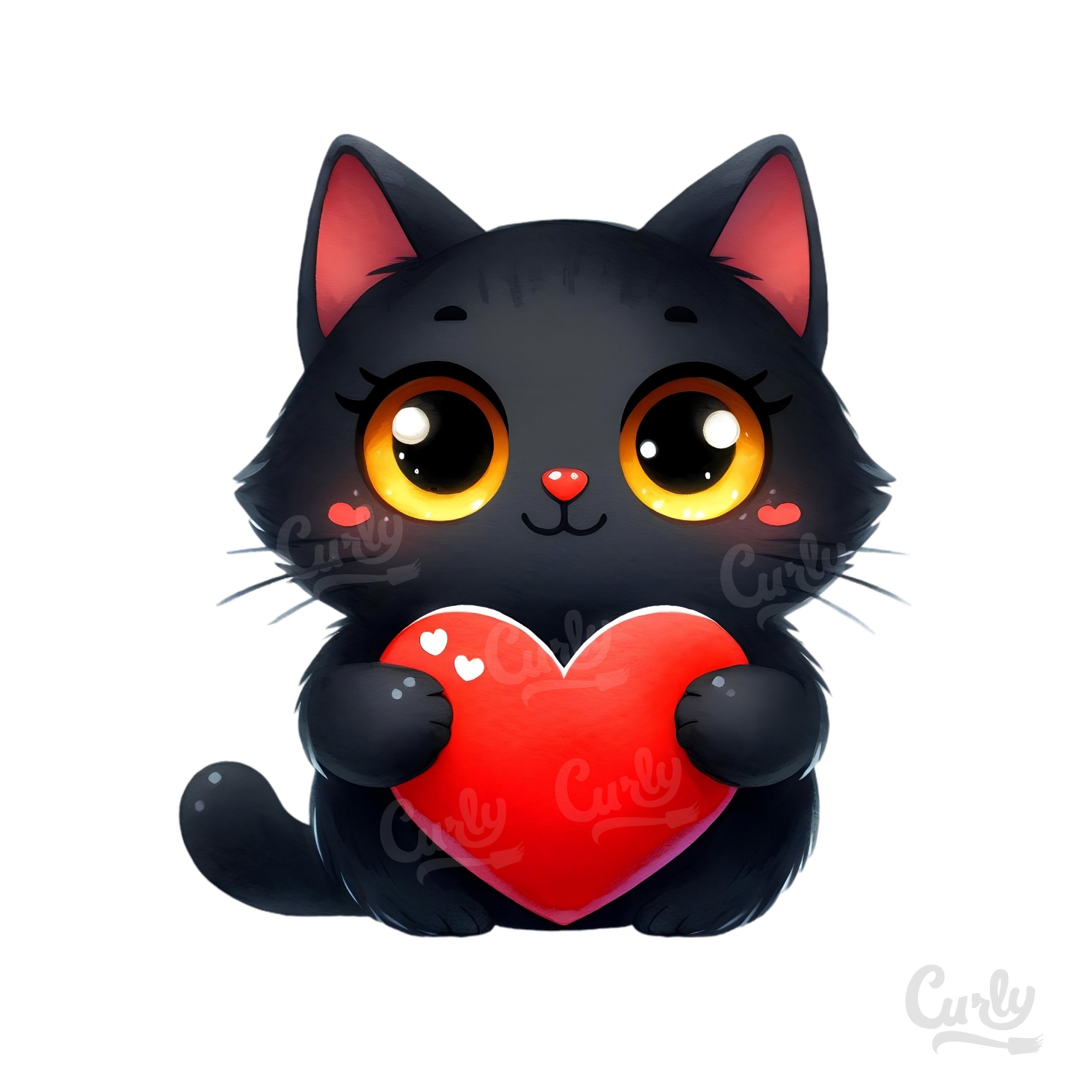 Cat With Heart PNG, Transparent Animal Clip Art, Design for T-shirts ...