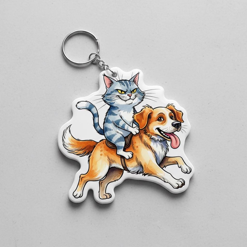 Funny Cat Riding Dog PNG: Playful Animal Friendship Art (digital ...