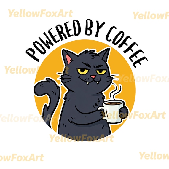 猫とコーヒー PNG：面白い動物アート（デジタルダウンロード） - Etsy 日本