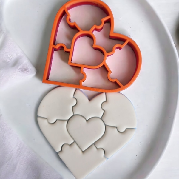Valentines Love Heart Puzzle cookie cutter