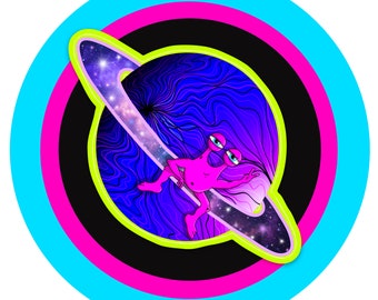 Alien Planet Holographic/Matte Vinyl Sticker | Galaxy Decal | Outerspace Art | Cosmic | Otherworldly Weird Art | Fantasy Surreal Weird Decal