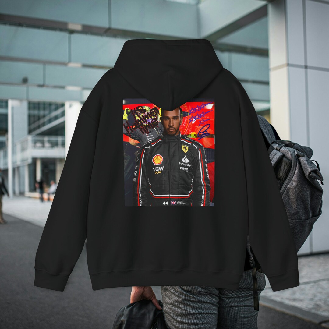 Lewis Hamilton Ferrari F1 Merchandise Hoodie Black Scuderia Ferrari F1 2025 Overalls Design