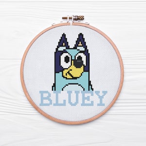Netter blauer Hund | Comic | Digital | Kreuzstich Stickmuster