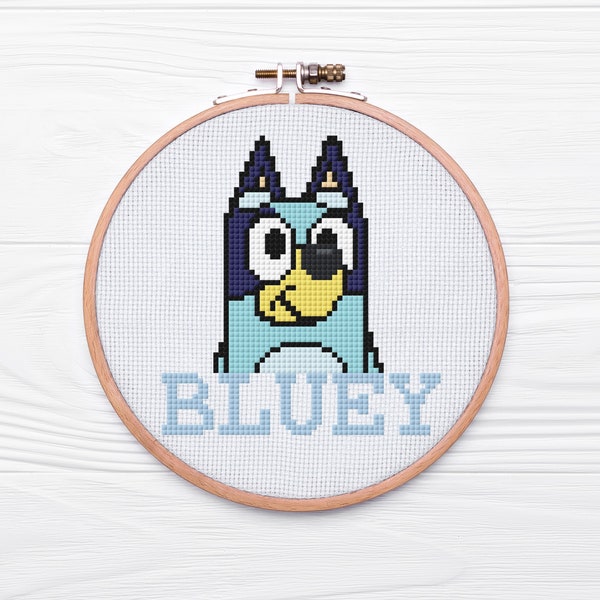 Cute Blue Dog | Cartoon | Digital | Cross Stitch Pattern