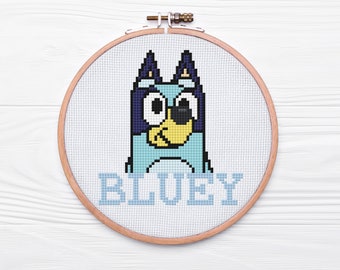 Cute Blue Dog | Cartoon | Digital | Cross Stitch Pattern