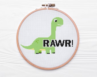 Dinosaur | Rawr | Digital | Cross Stitch Pattern