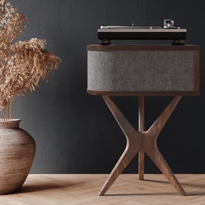 Jean-Marie For Sonos - Mid-century  Record player stand / console made of black walnut and white oak hardwood for Sonos Five speaker