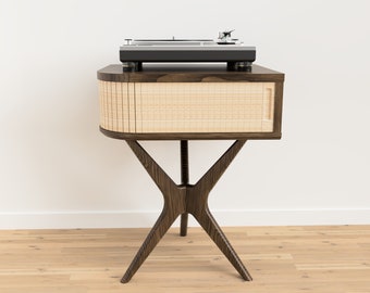 Jean-Marie - Mid-century  Record player stand / console made of black walnut and white oak hardwood.