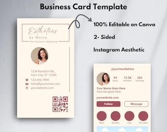 Ig Business Card Template, Qr Code Business Card, Qr Code, Unique Business Card, Business Card Template Canva, Custom Business Card