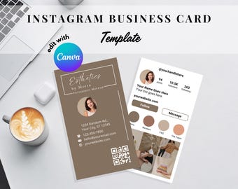 Instagram Business Card, Ig Business Card Template, Qr Code Business Card, Unique Business Card, Custom Business Card, Canva Business Card