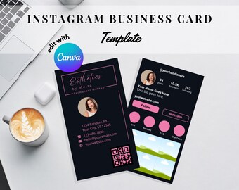 Instagram Business Card Template, Qr Code Business Card, Ig Business Card Template, Lash Business Card, Template, Custom Business Card