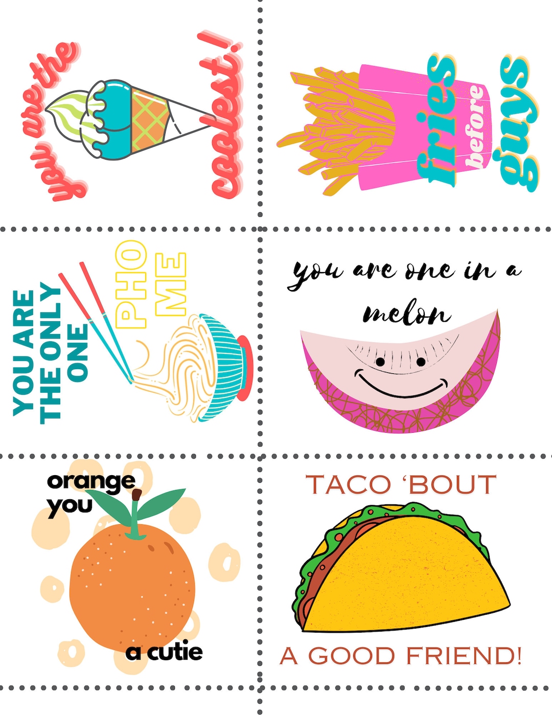 printable-valentines-cards-punny-food-valentines-class-exchange-cards-etsy-canada