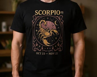 Skorpion Sternzeichen T-Shirt | Vintage Astrologie Grafik-T-Shirt | Horoskop Shirt für die Skorpion Saison
