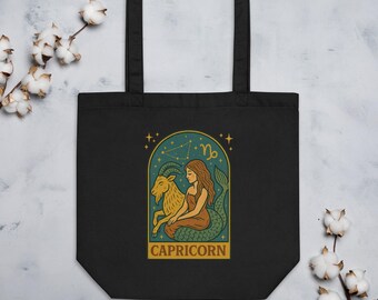 Capricorn Zodiac Tote Bag: Organic Cotton Astrology Gift
