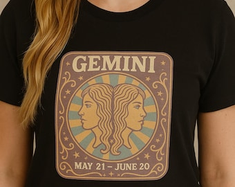 Vintage Gemini Zodiac T-Shirt: Astrology Graphic Tee