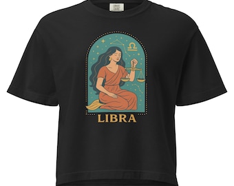 Camiseta del zodiaco Libra: Camiseta con gráfico de astrología vintage, 100 % algodón