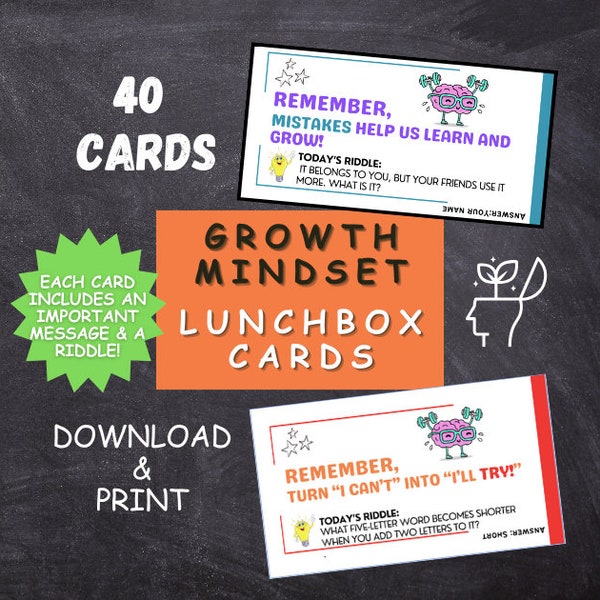 Growth Mindset Lunchbox Notes - Printable