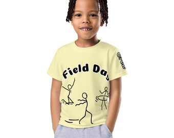 Kids crew neck t-shirt - Field Day with Cumulus Light yellow
