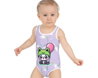 Costume da bagno per bambini - Panda Baby 2 con palloncino in costume da rana di colore rosa