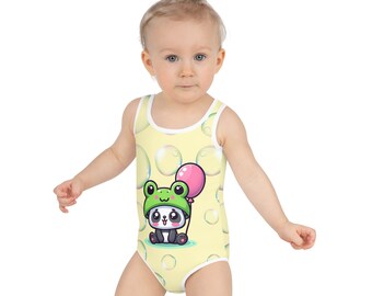 Costume da bagno per bambini - Panda Baby 2 con palloncino in costume da rana di colore rosa