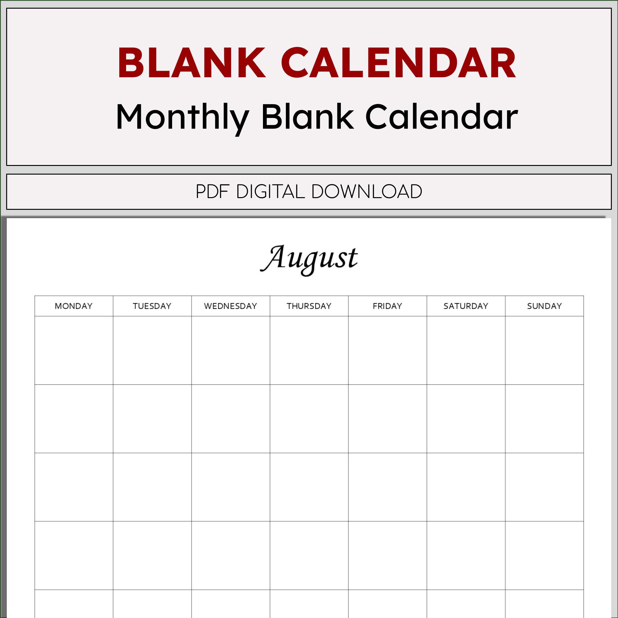 Blank Calendar, Printable Calendar, January to December, Sunday and ...