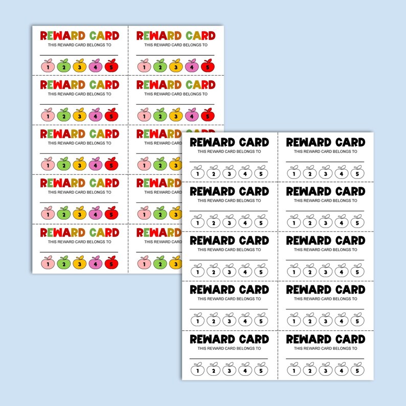 Reward Card | Printable Reward Card | Student Reward Card | Back to ...