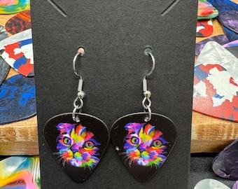 Rainbow Cat Guitar Pick Earrings [V2]
