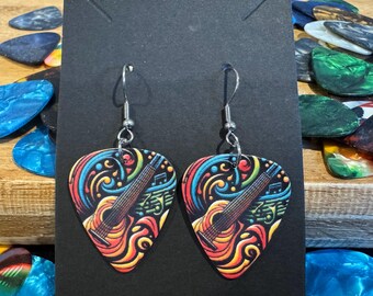 Abstract Acoustic Guitar Pick Earrings