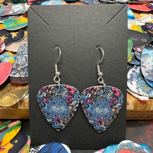 Music Guitar Pick Earrings, Gift for her, Music Lover Gift, Unique Earrings, Music Gifts, Interesting Earrings, Blue Earrings, Music Earring