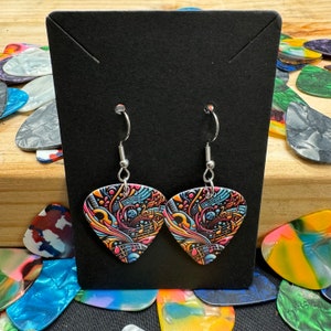 Music Theme Guitar Pick Earrings, Music Lover Gift, Concert Lover Gift, Musician gift, Gift for Her, Rock and Roll Gift, Colourful Earrings