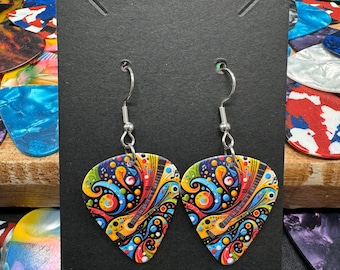 Colourful Guitar Pick Earrings