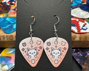 Cartoon Cat Guitar Pick Earrings