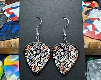 Abstract Music Theme Guitar Pick Earrings