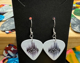 Music Notes Guitar Pick Earrings, Stainless Steel Hooks