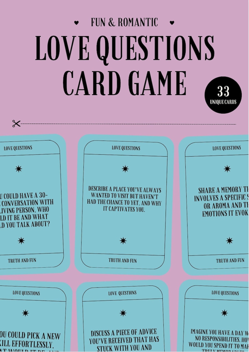 33 Romantic Card Game for Couples Etsy