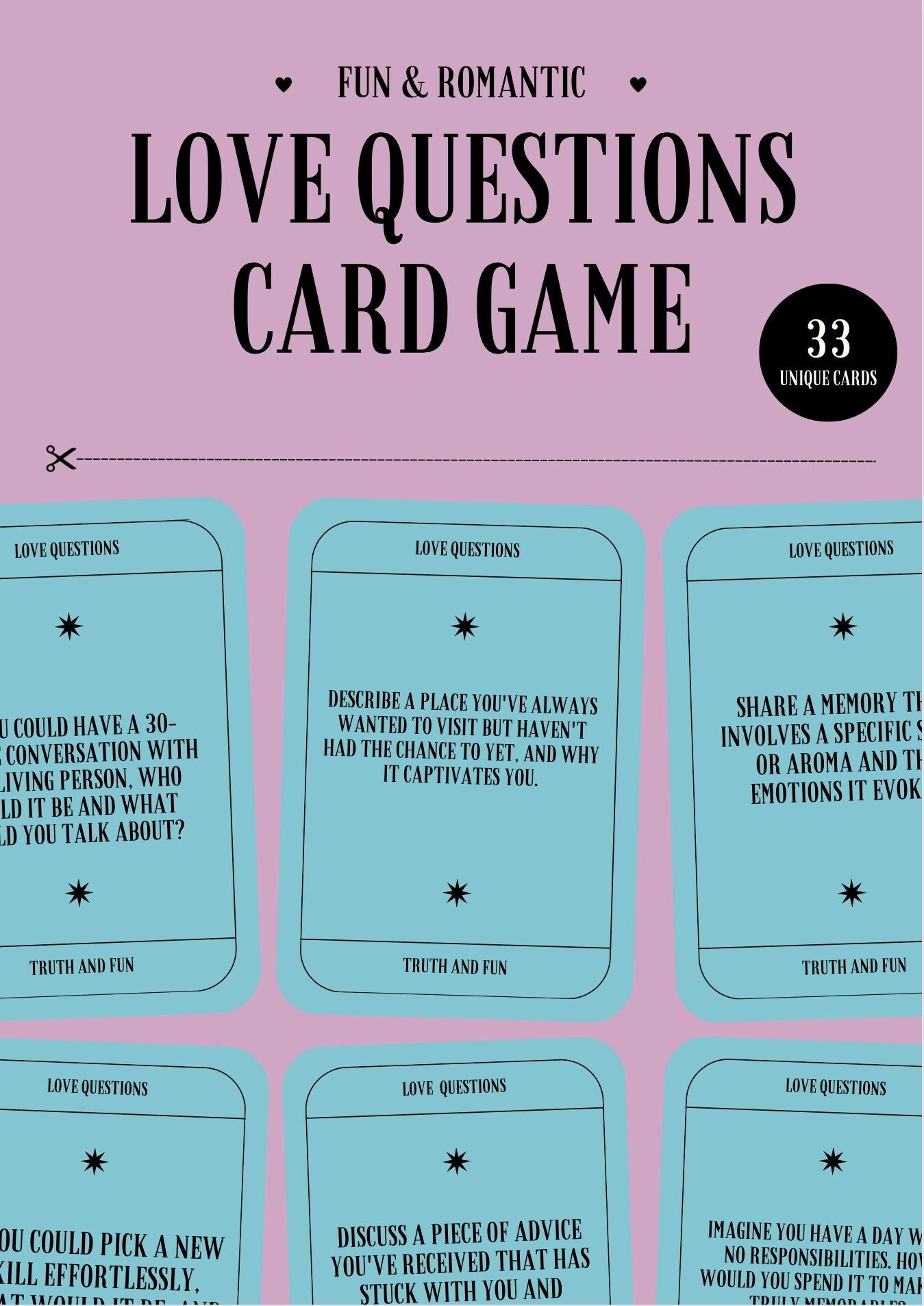 33 Romantic Card Game for Couples Etsy