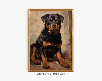 rottweiler painting | Dog artwork | Sell digital art | Oil Canvas | AI | Artistic Outlet Store