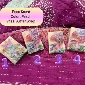 Garden Fairy Art Natural Soap With Fairy Dust, Artesian Hand Poured Gift, Girl&#39;s Faeries Gift, 3D Flower Fairies Unique Scented Soap
