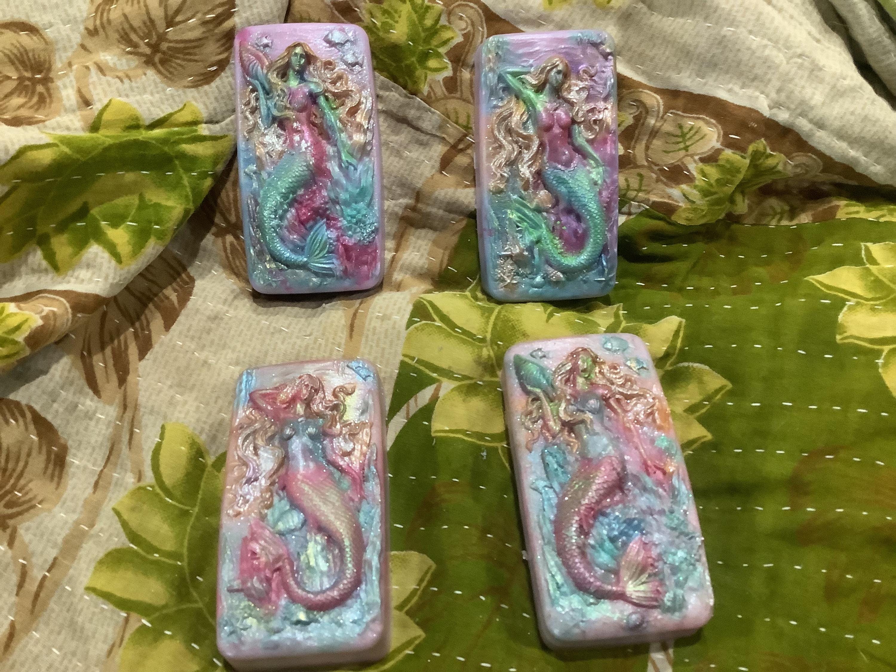 Mermaid Soap, Sparkling Mermaid Home Decor, Handmade Soap, Mermaid Party Favors, Shea Butter Lavender Scent or Glycerin Rose Scent