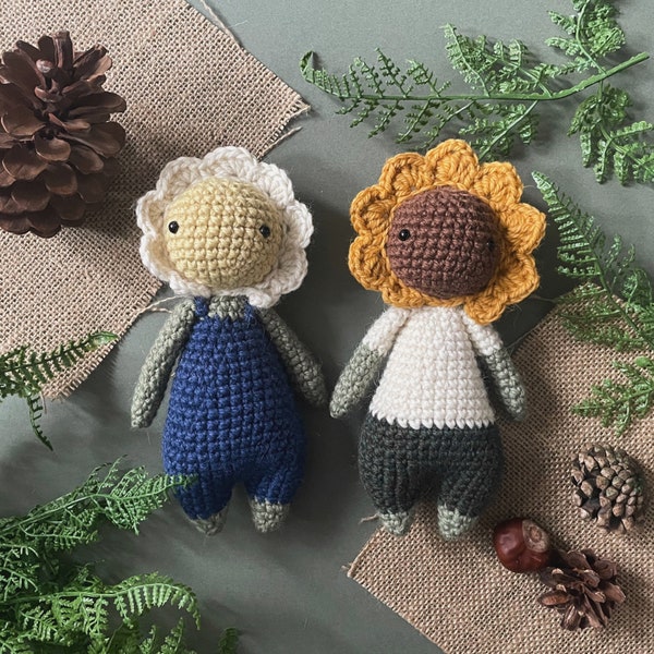 Sonny and Dottie Crochet Sunflower and Daisy Doll Pattern Amigurumi Plushie [DIGITAL PDF] (Downloadable file)