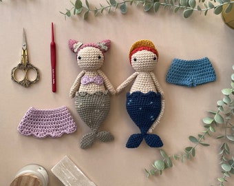 Maeva and Finn the Merfolk! Crochet Mermaid Pattern [DIGITAL PDF] (Downloadable File)